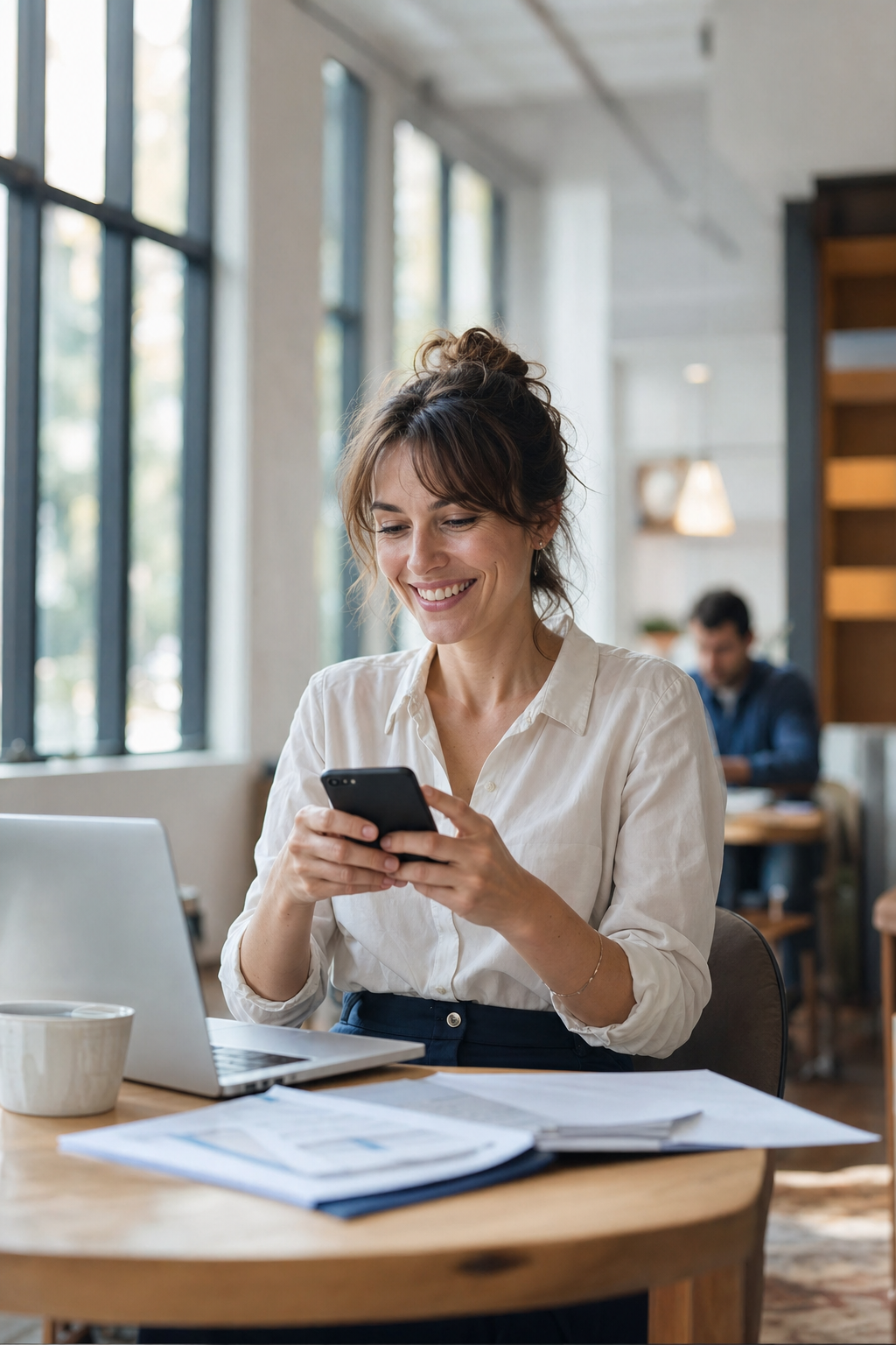 Un client dépose ses pièces depuis son téléphone
